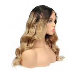 Frontal Lace wig 13x4 body wave 1B/27 Brazilian Remy Avec Baby Hair densité 180