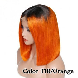 Frontal Lace wig 13x4 Lisse Brazilian Remy Hair Avec Baby Hair 1b/orange