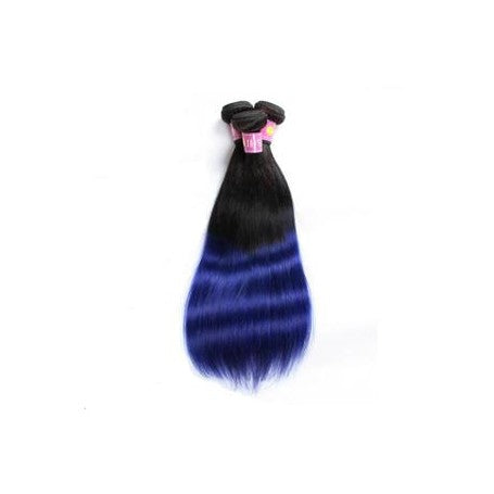 Tissage Brésilien - Mèches 100% Humain Tie And Dye 1b/Bleu x3